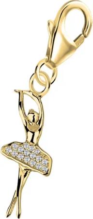 Goldene Hufeisen Charm-Einhänger Tänzerin Ballerina Zirkonia