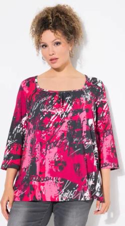 Ulla Popken T-Shirt Shirt A-Linie Zierfalten