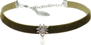 Alpenflüstern Choker Trachten-Samt-Kropfband Strass-Edelweiß Perle (grün),