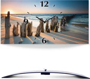 Artland Wanduhr Sonnenuntergang Strand Wellenbrecher (3D