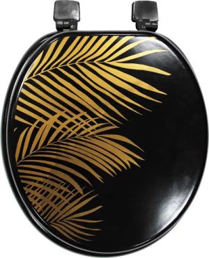 dynamic24 WC-Sitz Palme schwarz gold mit