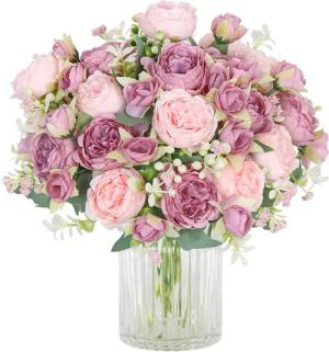 Kunstblumenstrauß Pfingstrose Künstliche Blumen 4 Bündel