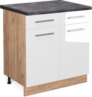 Vicco Unterschrank Fame-Line, Weiß Hochglanz/Goldkraft Eiche,