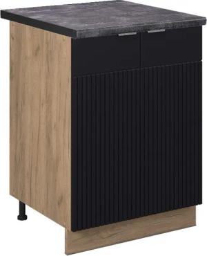 Vicco Unterschrank Fame-Line, Schwarz gestreift/Goldkraft Eiche,