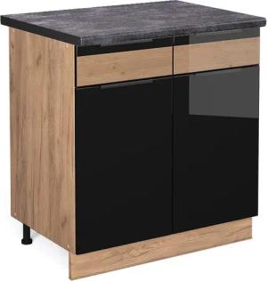 Vicco Unterschrank Fame-Line, Schwarz Eiche hochglanz/Goldkraft