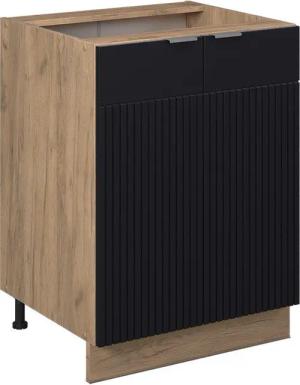 Vicco Unterschrank Fame-Line, Schwarz gestreift/Goldkraft Eiche,