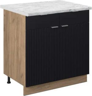 Vicco Unterschrank Fame-Line, Schwarz gestreift/Goldkraft Eiche,