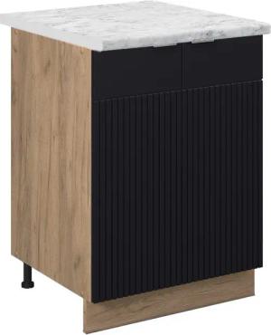 Vicco Unterschrank Fame-Line, Schwarz gestreift/Goldkraft Eiche,