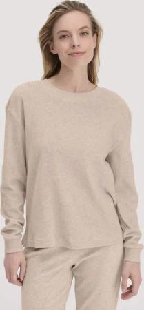 hessnatur Damen Frottee Loungeshirt Oversize PURE COTTON aus Bio-Baumwolle - beige - Größe 34