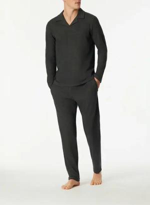 Schiesser Herren Pyjama blau Baumwolle & Mix unifarben