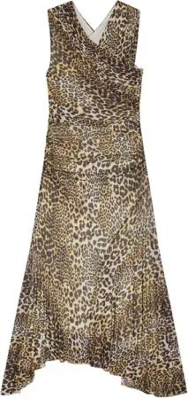 GANNI - Midi Dress With Crossover Design - Größe 38 - braun