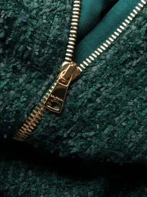 Balmain - V-Neck Buttoned Tweed Dress - Größe 40 - grün