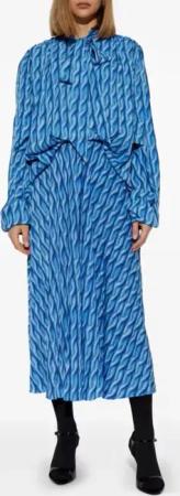 Balenciaga - Wave Pattern Print Dress - Größe 36 - blau