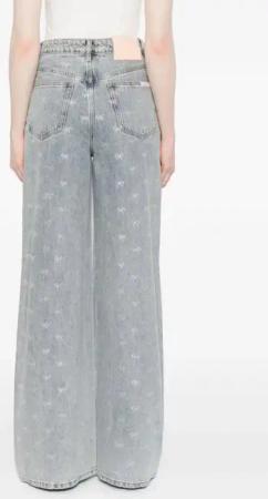 self-portrait - Wide-Leg Jeans With Embroidered Bow Patternwaist - Größe 26 - blau
