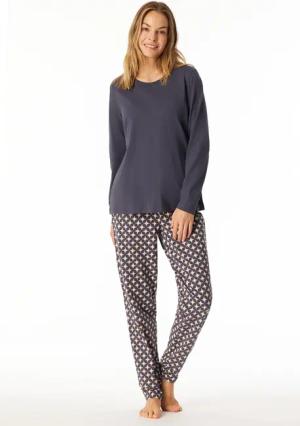 Schlafanzug lang Bündchen graphit gemustert - Comfort Essentials 44