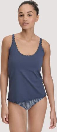 hessnatur Damen Tanktop COTTON FEEL aus Bio-Baumwolle - blau - Größe 34