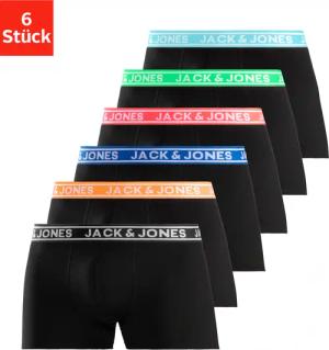 Jack & Jones Trunk "JACCRISP im 6er Pack mit Logobund und Stretchkomfort", (Packung, 6 St.), unifarben mit Farbeinsatz, modisch, eng anliegend, Baumwollmischung