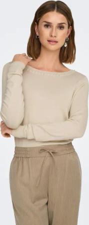 ONLY Strickpullover "ONLVENICE – Strickpullover mit Perlendetail und Rundhals", regular fit, modisch, Viskosemischung, Strick, Rundhals