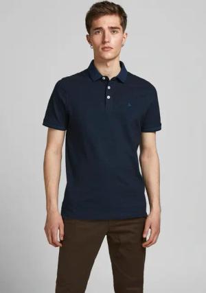 Jack & Jones Poloshirt "JJEPAULOS Poloshirt mit klassischem Kragen und figurbetonter Form", Logostickerei, modisch, schmal, Baumwolle, Polokragen