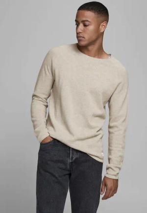 Jack & Jones Rundhalspullover "JJEHILL Einfarbiger Pullover mit angenehmem Tragegefühl", unifarben, modisch, schmal, Baumwolle, Rundhals