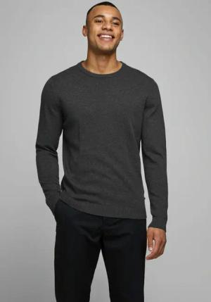 Jack & Jones Rundhalspullover "JJEBASIC mit Rundhals, ideal für Job und Freizeit", unifarben, modisch, slim fit, Baumwolle, Rundhals