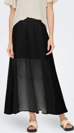 ONLY Faltenrock "ONLASTA – Knöchellanger Rock mit elastischem Bund", regular fit, Jersey, Polyester, elastischer Bund, unifarben