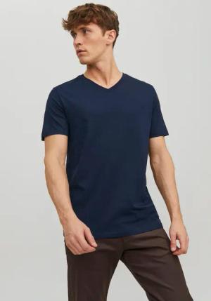 Jack & Jones V-Shirt "JJEORGANIC mit V-Ausschnitt, lässig kombinierbar, ideal für Alltag", unifarben, modisch, regular fit, Baumwolle, V-Ausschnitt