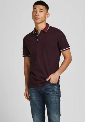 Jack & Jones Poloshirt "JJEPAULOS Poloshirt mit klassischem Kragen und figurbetonter Form", Logostickerei, modisch, schmal, Baumwolle, Polokragen