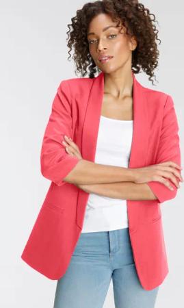 ONLY Kurzblazer "ONLELLA – Femininer Blazer mit 3/4-Ärmeln und Raffung", regular fit, casual, Web, Kunstfaser, V-Ausschnitt