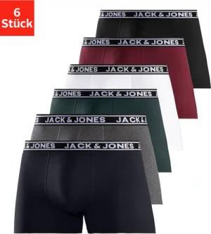 Jack & Jones Trunk "JACCRISP im 6er Pack mit Logobund und Stretchkomfort", (Packung, 6 St.), unifarben mit Farbeinsatz, modisch, eng anliegend, Baumwollmischung