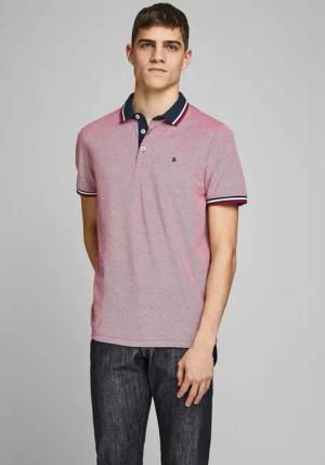 Jack & Jones Poloshirt "JJEPAULOS Poloshirt mit klassischem Kragen und figurbetonter Form", Logostickerei, modisch, schmal, Baumwolle, Polokragen