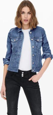 ONLY Jeansjacke "ONLWONDER – Jeansjacke mit Teilungsnähten und Stretch", sehr figurbetont, casual, Denim, Baumwollmischung, Brusttaschen