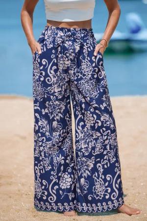Blaue Elastischer Bund hose