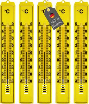 Lantelme Raumthermometer Thermometer Kunststoff gelb, 5-tlg.