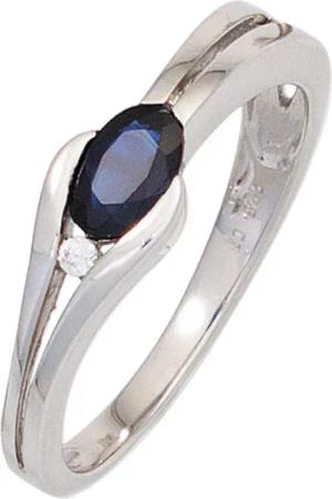 JOBO Fingerring, 375 Weißgold mit Safir
