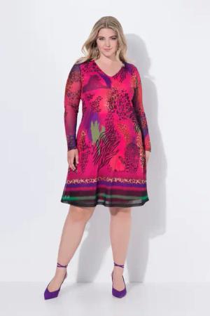 MIAMODA Jerseykleid Meshkleid A-Linie Mesh Animalprint