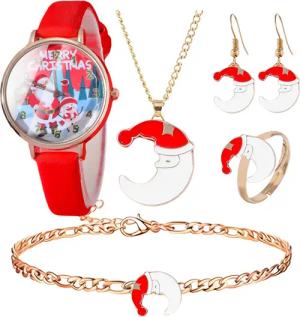 ibettertec Weihnachtsmann 6pcs Weihnachtshalskette Set Ohrringe