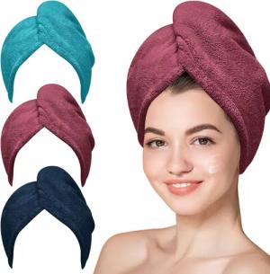 Coonoor Turban-Handtuch 3 Stück Mikrofaser Handtuch