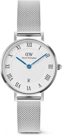 Daniel Wellington DW Uhr Petite Roman Numerals Date Silver 28mm