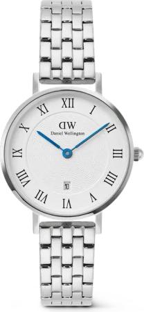 Daniel Wellington DW Uhr Petite Roman Numerals Date 5-link Silver 28mm