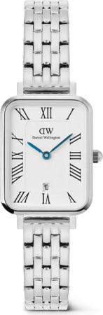 Daniel Wellington DW Uhr Quadro Roman Numerals Date 5-link Silver 20x26mm