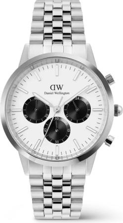 Daniel Wellington DW Uhr Iconic Chronograph Arch 5-Link Off- White Panda Silver 42mm