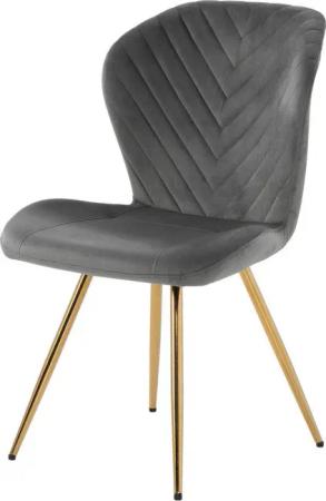 Stuhl  grau gold Metall Samtoptik