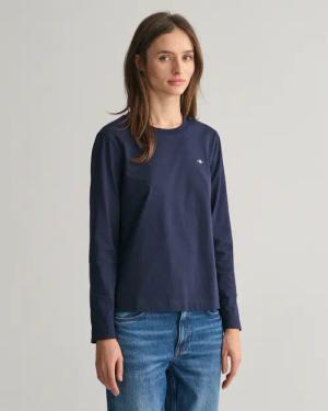 Gant Langarmshirt "REG SHIELD LS T-SHIRT", kleine Logostickerei auf der Brust