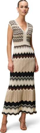 Zero Strickkleid "zero Damen Sommerkleid Strickkleid mit Zickzackmuster", Falten
