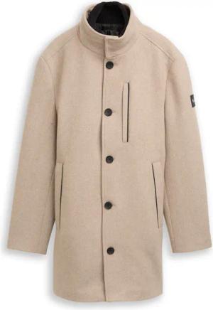 TOM TAILOR Herren 2-in-1 Wollmantel mit abnehmbarer Innenjacke, braun, Meliert, Gr. S