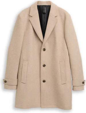 TOM TAILOR Herren Wollmantel mit Reverskragen, braun, Meliert, Gr. XXXL