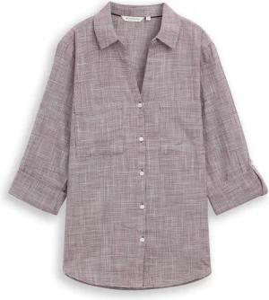 TOM TAILOR Damen Bluse mit Brusttaschen, rot, Meliert, Gr. 46