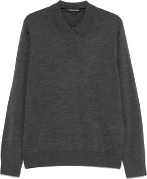 Michael Kors - Merino Wool Long Sleeve Polo Shirt - Größe M - grau
