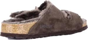 Birkenstock Sandalen - Arizona Shearling Lined Suede Two-Strap Sandals - Gr. 39 (EU) - in Braun - für Damen
